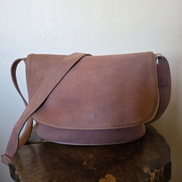 Vintage Sonoma Nubuck Suede Rose Pink Crossbody Flap BAG - Picture 8 of 16